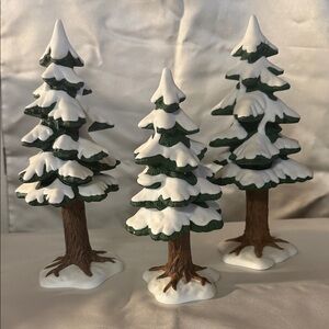 Dept 56 set of three snow covered trees.